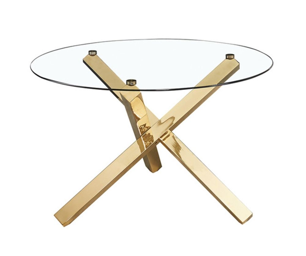 LPD Capri Glass Top with Gold Legs Dining Table