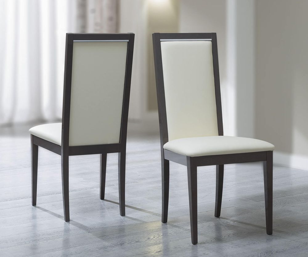 Camel Group Platinum Silver Birch Finish Liscia Dining Chair in Pair