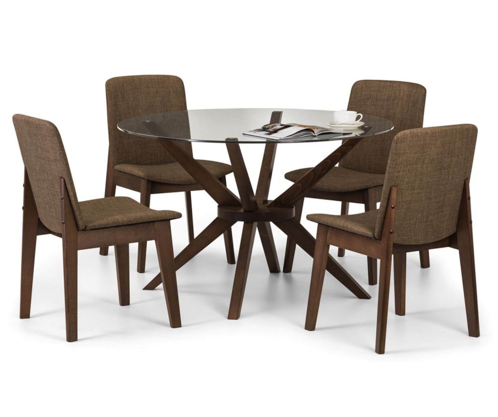 Julian Bowen Chelsea Round Dining Table with 4 Kensington Chairs