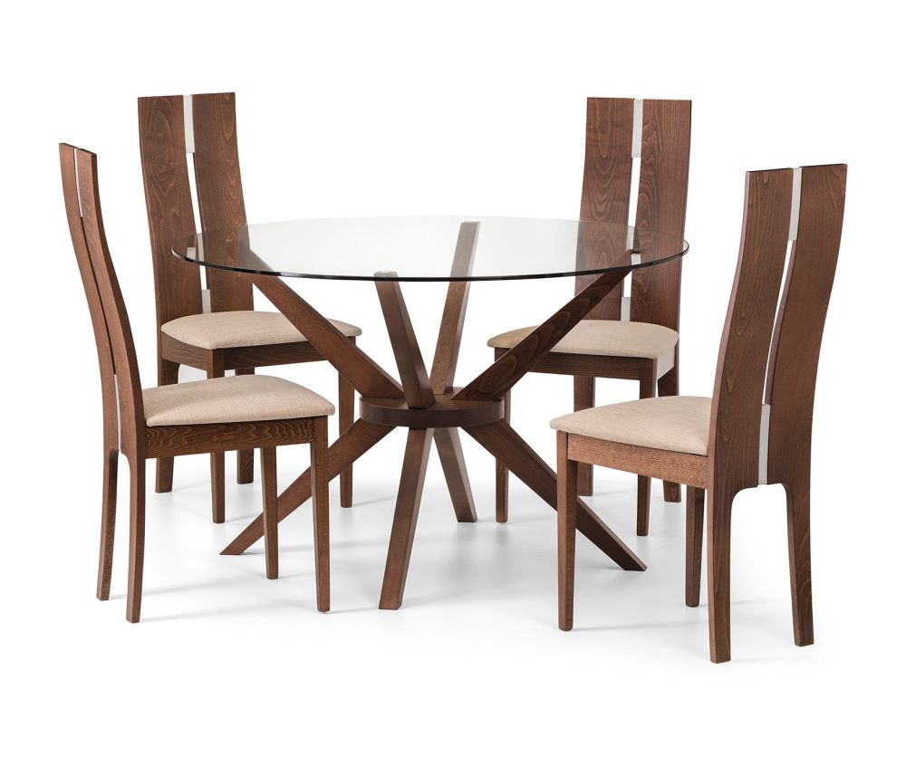Julian Bowen Chelsea Round Dining Table With 4 Cayman Chair