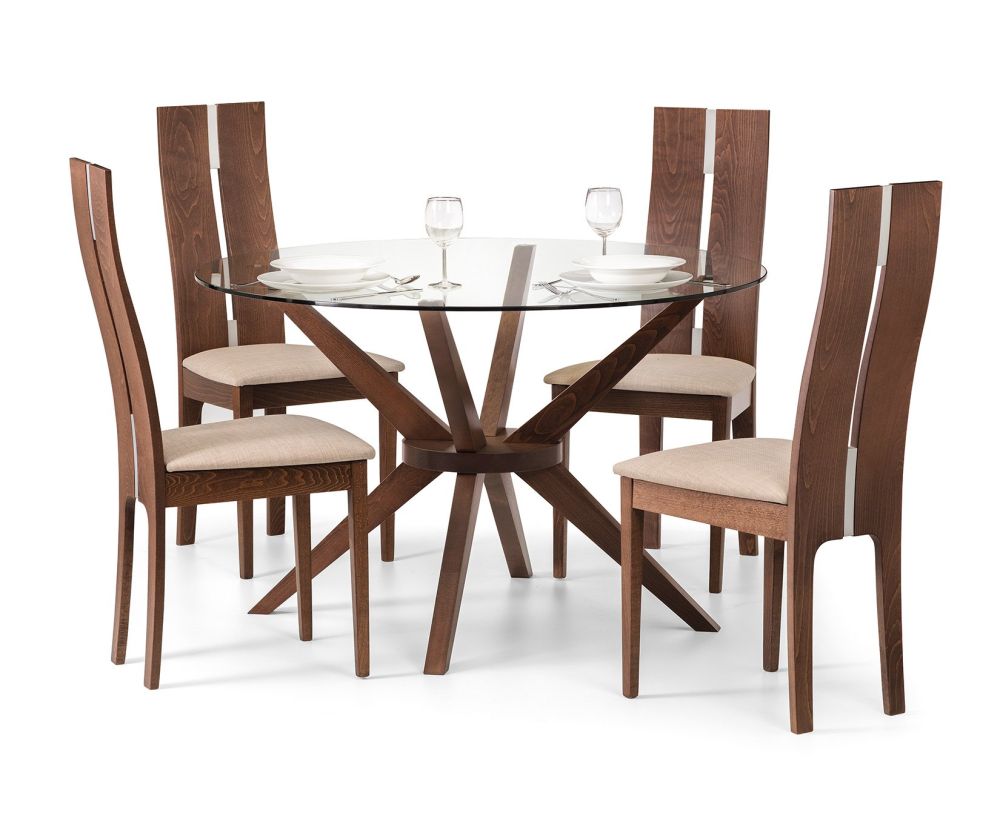 Julian Bowen Chelsea Round Dining Table With 4 Cayman Chair