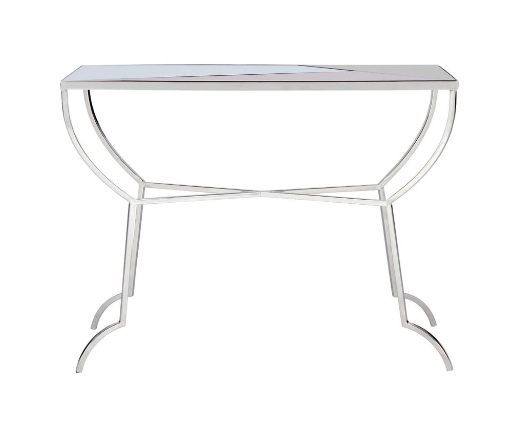 Serene Furnishings Chennai Multicolour Mirror Top and Nickel Console Table