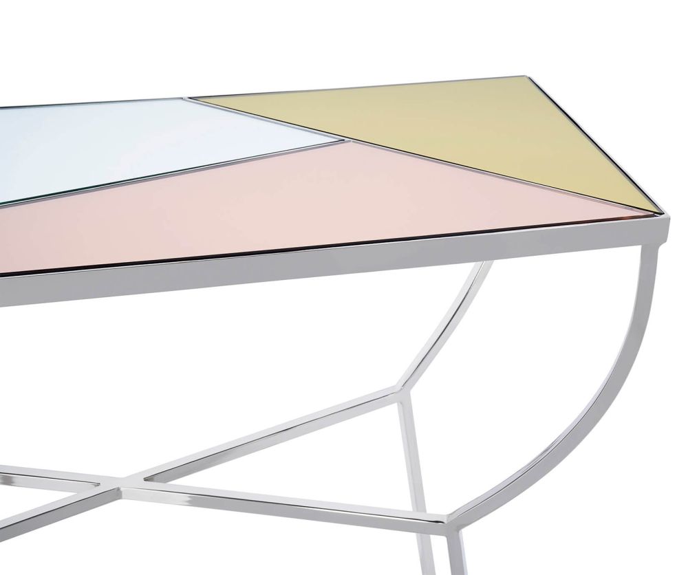 Serene Furnishings Chennai Multicolour Mirror Top and Nickel Console Table
