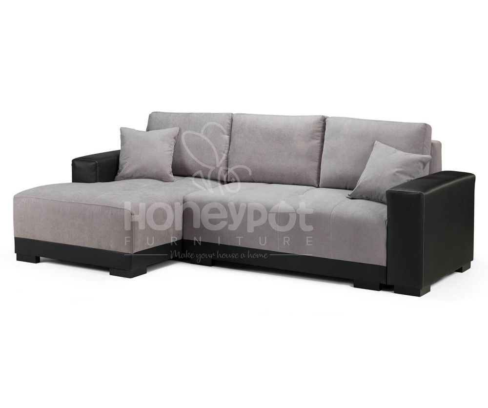 Cimiano Grey and Black Left Hand Side Corner Sofa Bed
