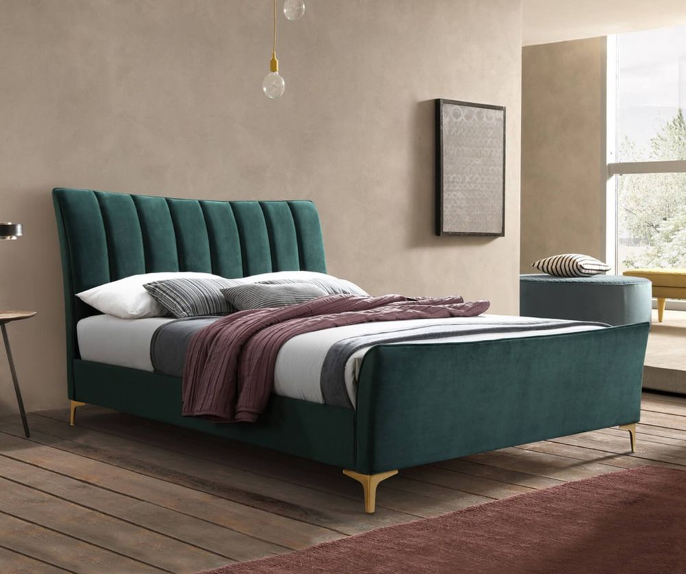 Birlea Furniture Clover Green Velvet Fabric Bed Frame