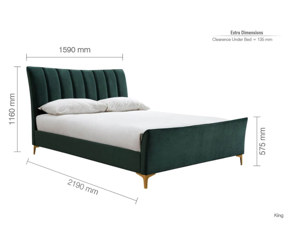 Birlea Furniture Clover Green Velvet Fabric Bed Frame
