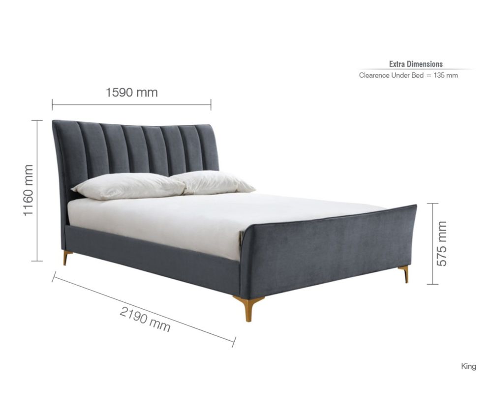 Birlea Furniture Clover Grey Velvet Fabric Bed Frame