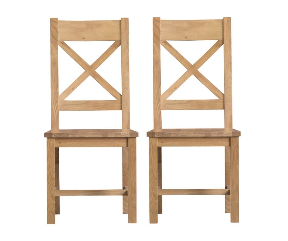 FD Essential Coventry Cross Back Wooden Seat Dining Chair in Pair