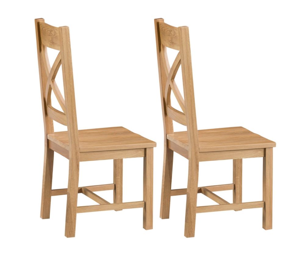 FD Essential Coventry Cross Back Wooden Seat Dining Chair in Pair