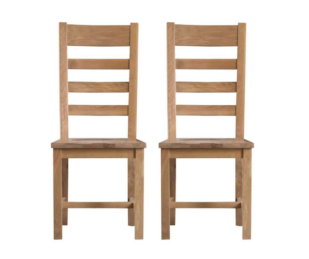 FD Essential Coventry Ladder Back Wooden Seat Dining Chair in Pair