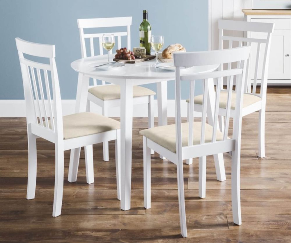 Julian Bowen Coast White Drop Leaf Dining Table with 4 Chairs