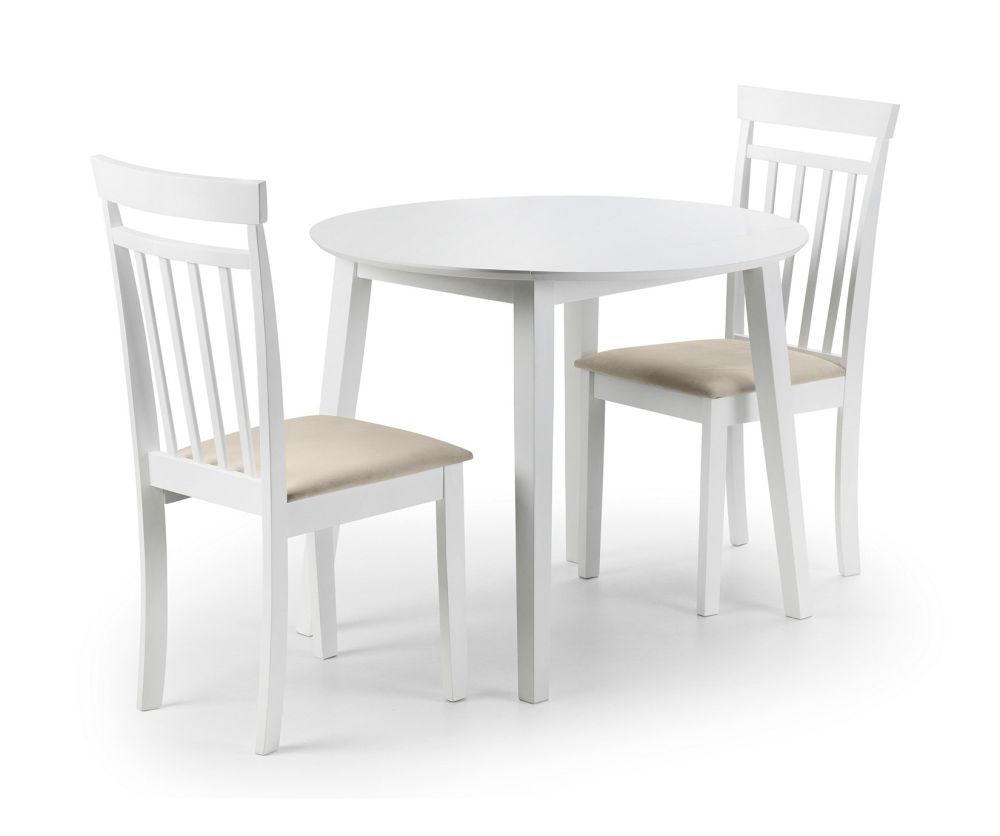 Julian Bowen Coast White Drop Leaf Dining Table with 2 Chairs
