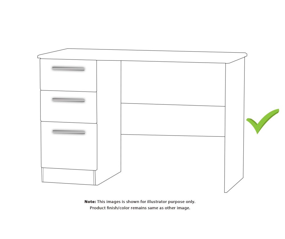 Welcome Furniture Contrast High Gloss White And Bardolino 3 Drawer Desk