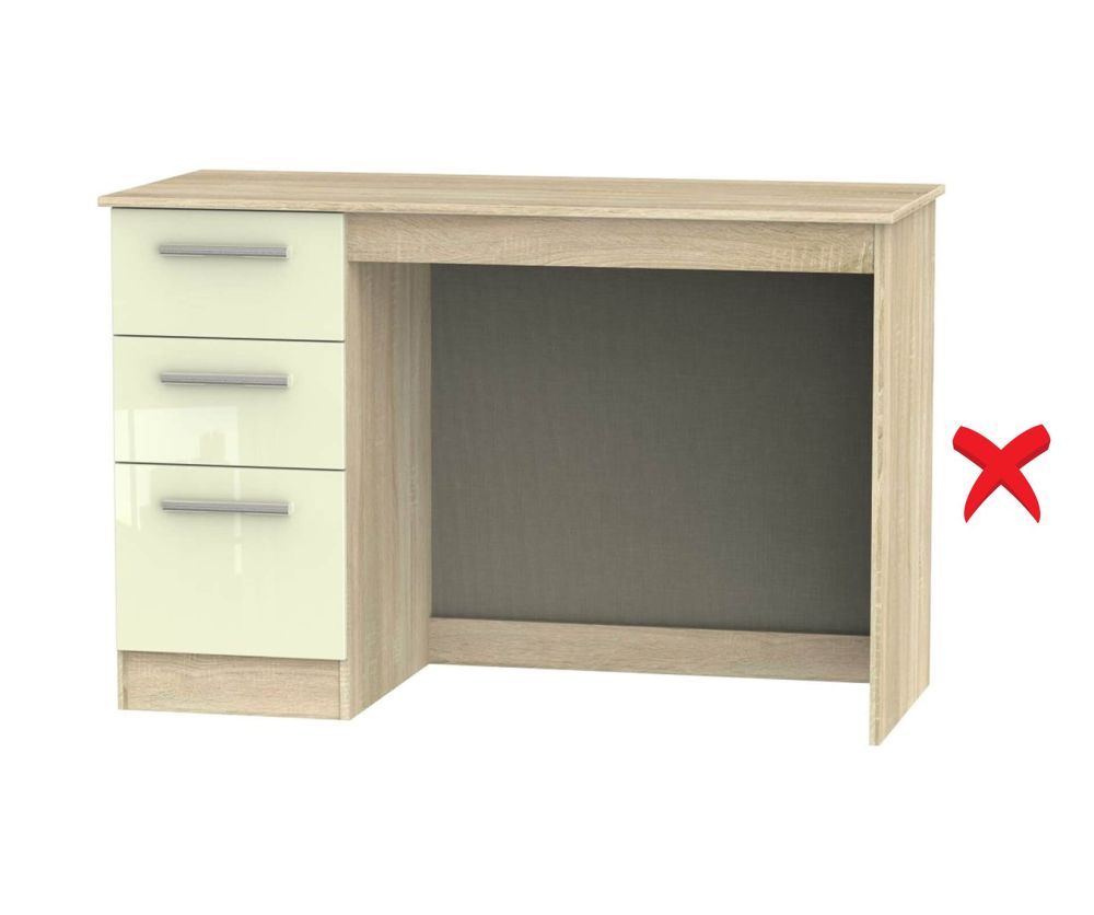 Welcome Furniture Contrast High Gloss Cream And Bardolino 3 Drawer Desk