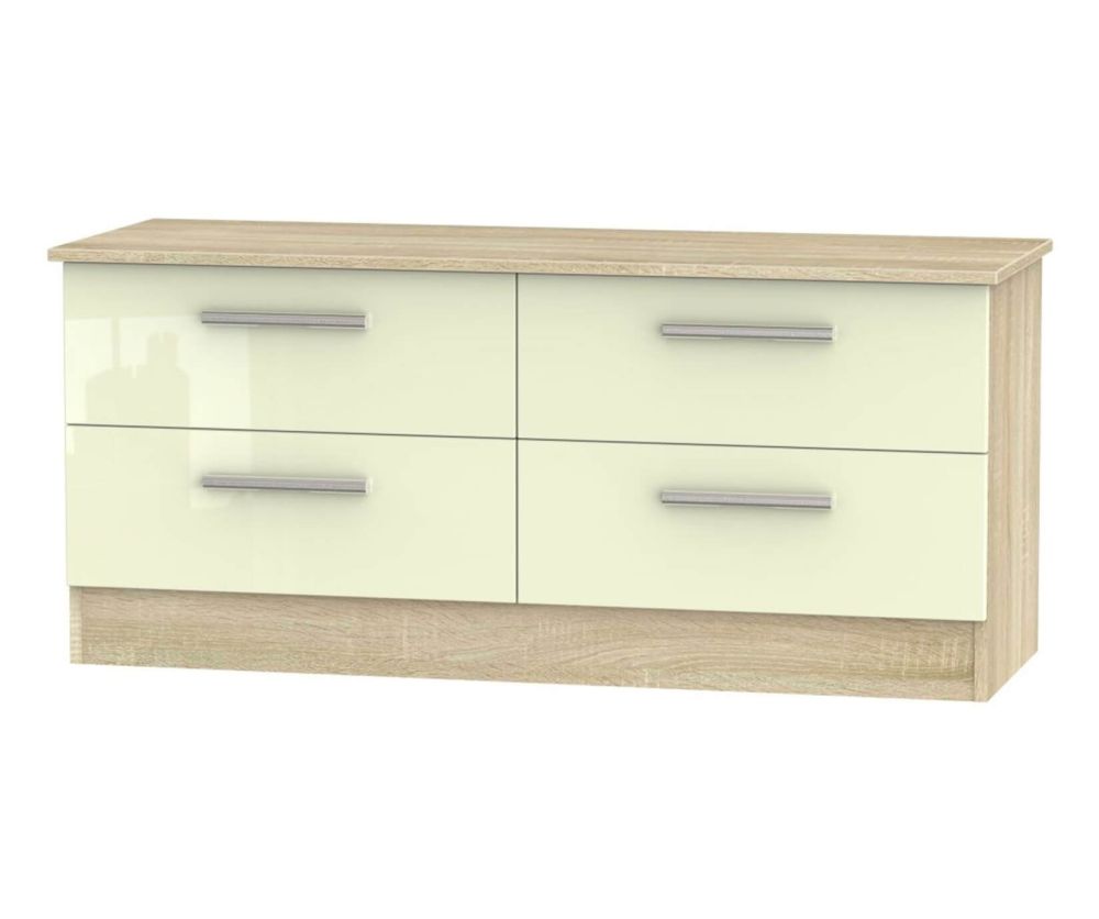 Welcome Furniture Contrast High Gloss Cream And Bardolino 4 Drawer Bed Box