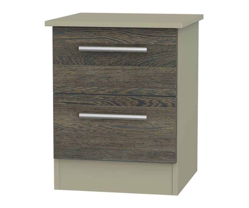 Welcome Furniture Contrast Panga And Mushroom 2 Drawer Locker Bedside Cabinet