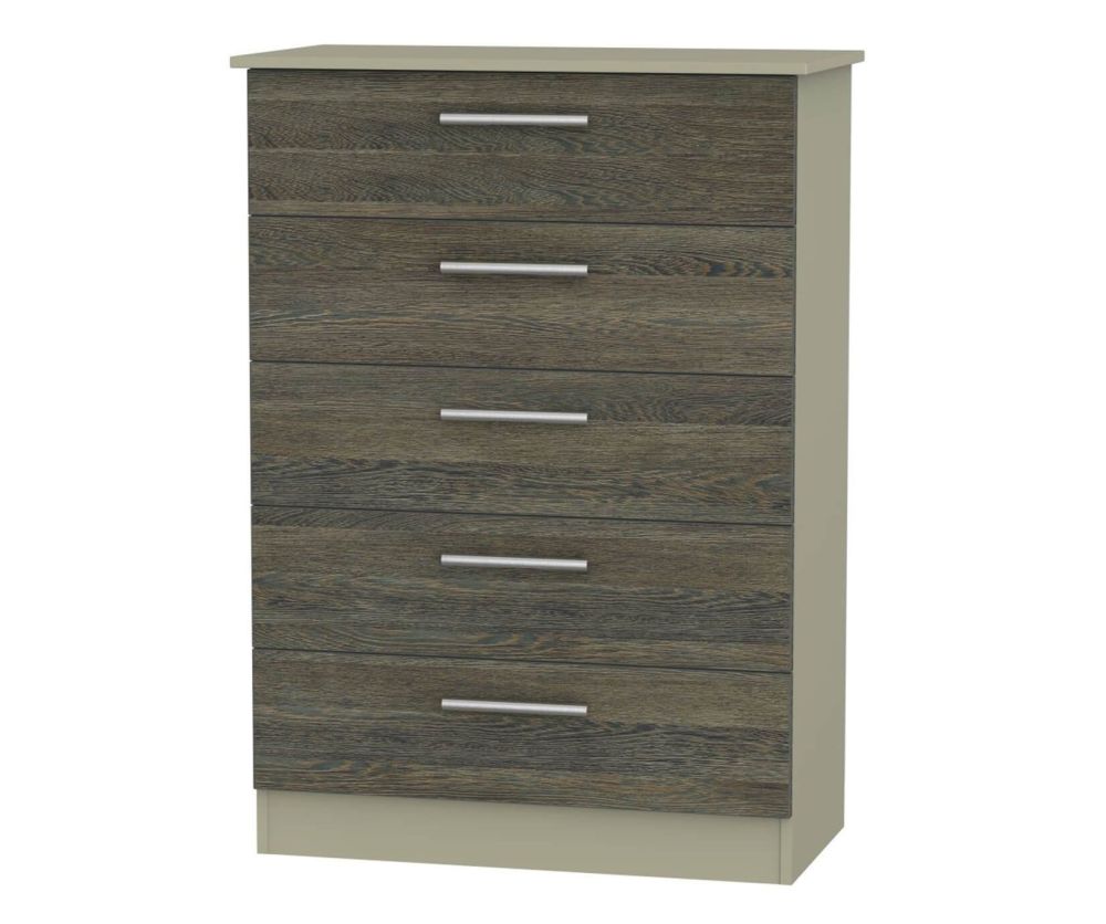 Welcome Furniture Contrast Panga And Mushroom 5 Drawer Chest