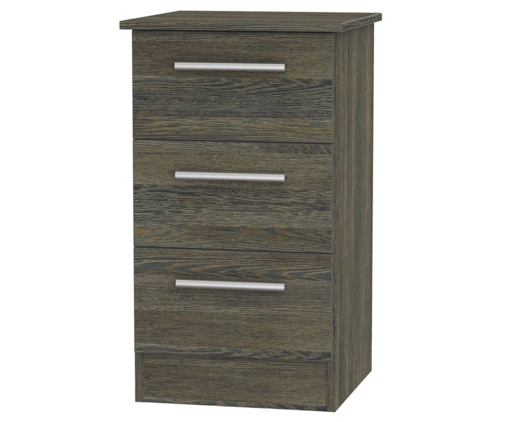 Welcome Furniture Contrast Panga 3 Drawer Locker Bedside Cabinet