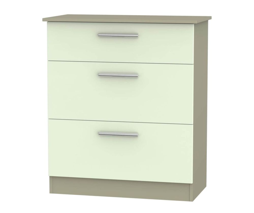 Welcome Furniture Contrast Vanilla and Mushroom 3 Drawer Deep Chest