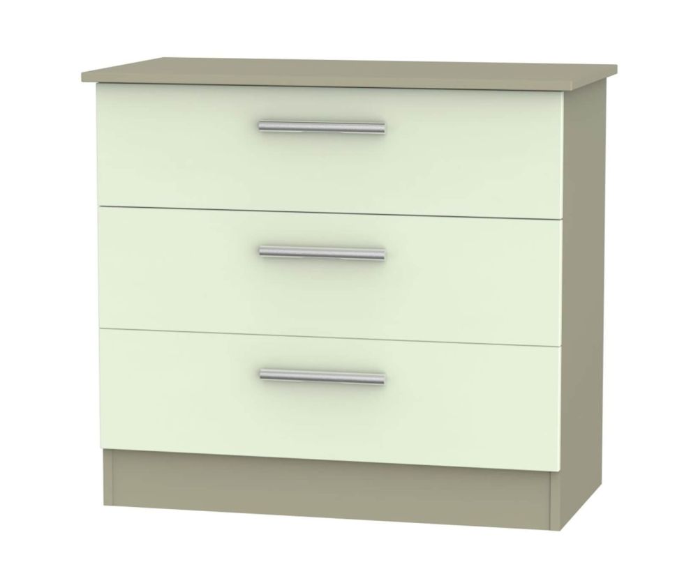 Welcome Furniture Contrast Vanilla and Mushroom 3 Drawer Chest