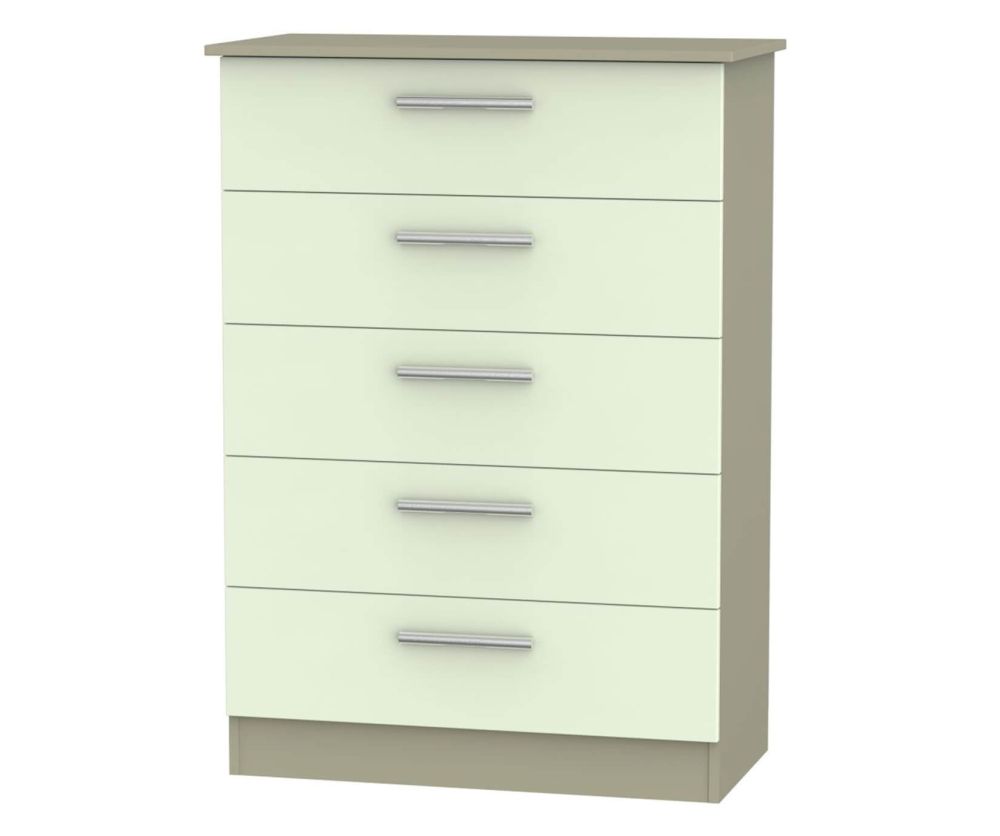 Welcome Furniture Contrast Vanilla and Mushroom 5 Drawer Chest