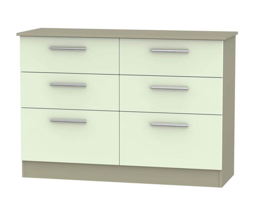 Welcome Furniture Contrast Vanilla and Mushroom 6 Drawer Midi Chest