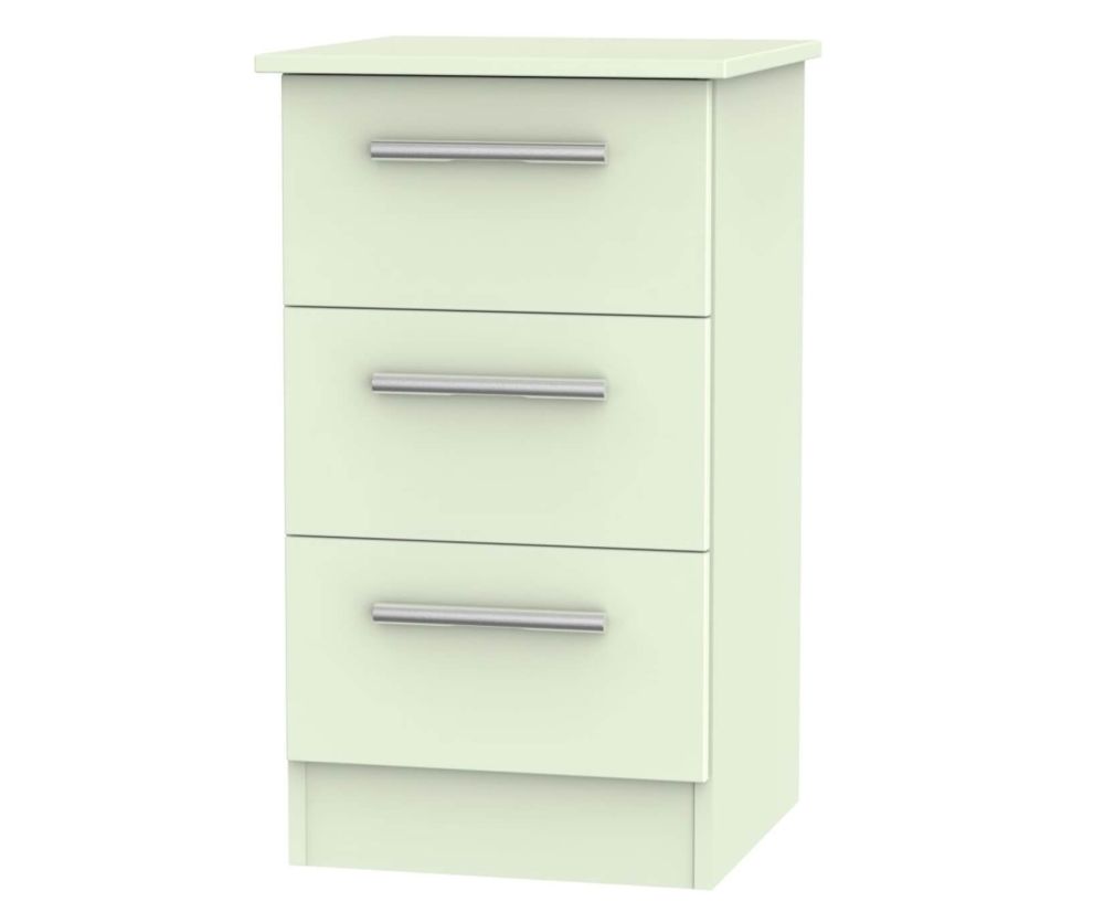 Welcome Furniture Contrast Vanilla 3 Drawer Locker Bedside Cabinet