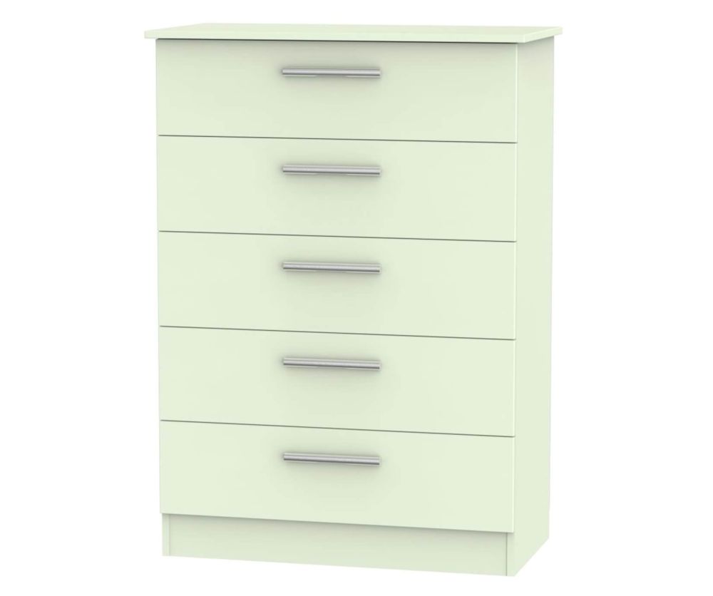 Welcome Furniture Contrast Vanilla 5 Drawer Chest