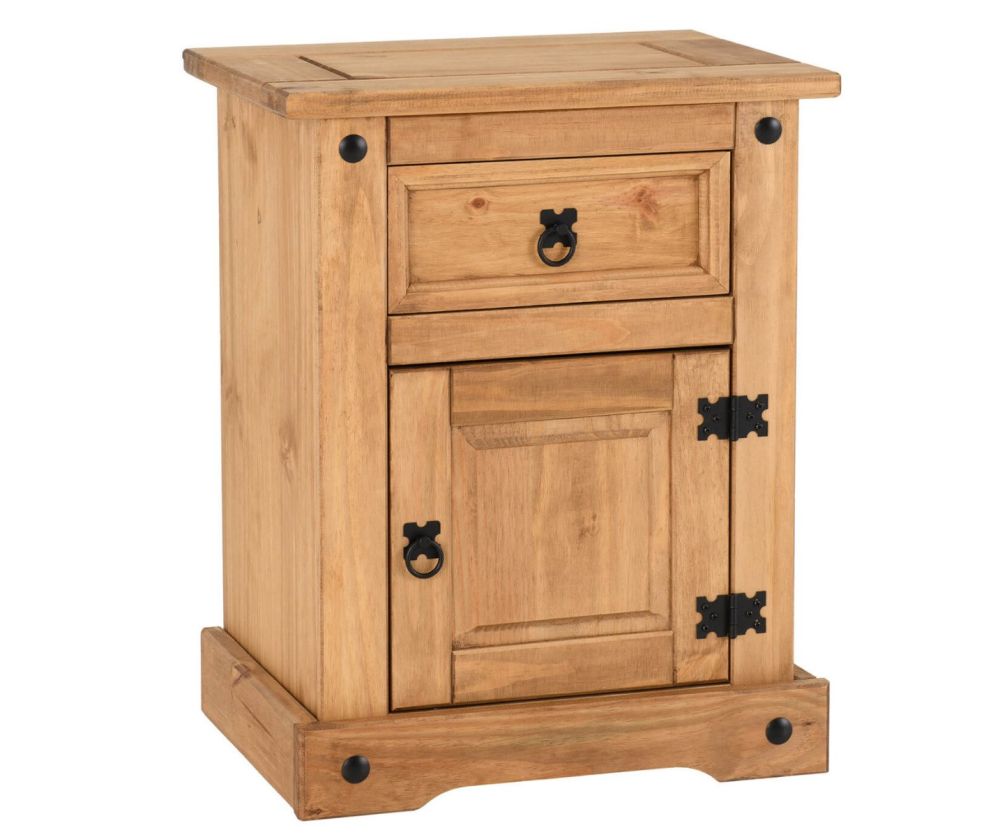 Seconique Corona Distressed Waxed Pine Bedside Table