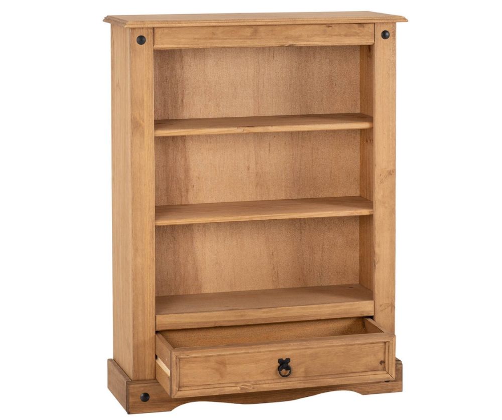 Seconique Corona Pine 1 Drawer Low Bookcase