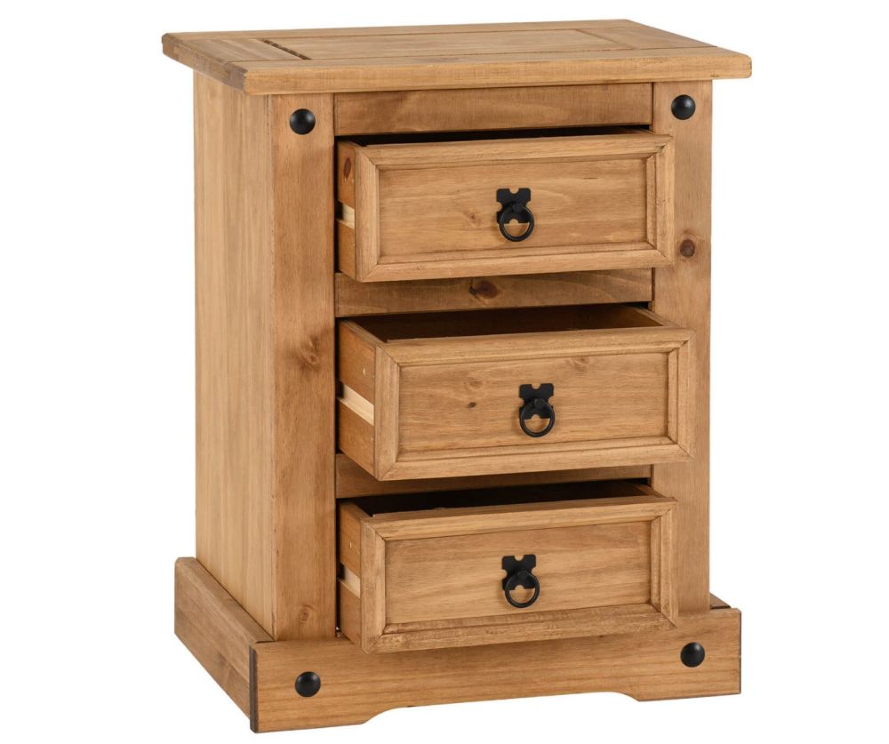 Seconique Corona Pine 3 Drawer Bedside Chest