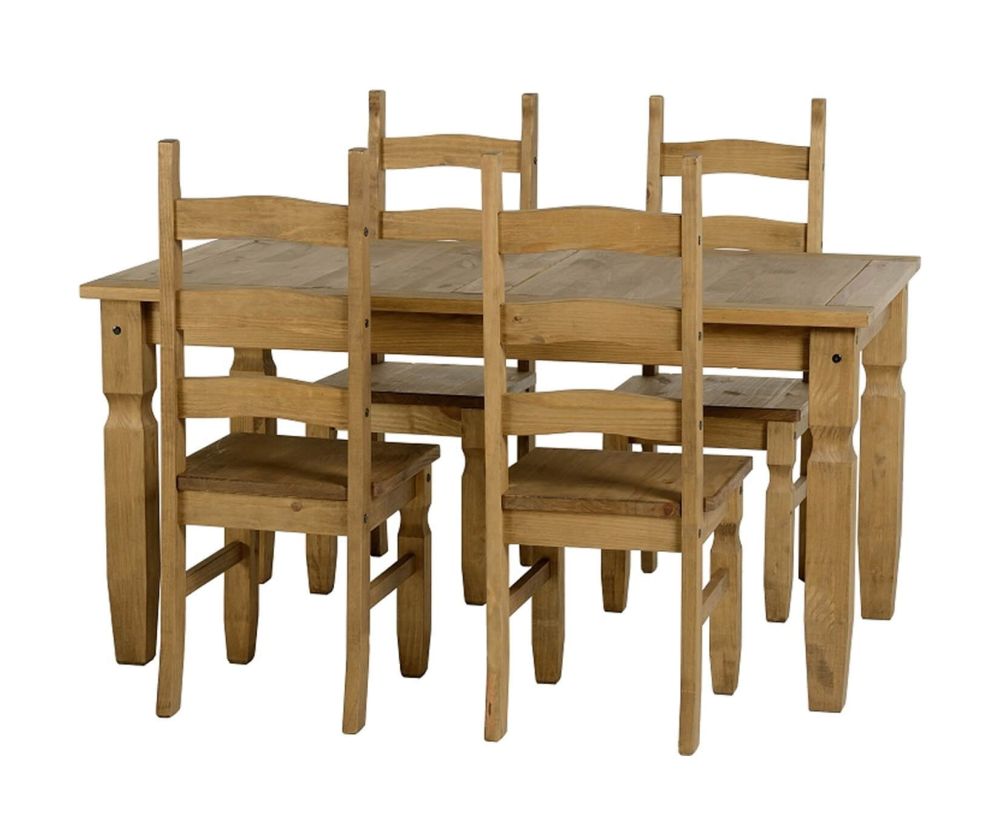Seconique Corona Distressed Waxed Pine 5â€™ Dining Set