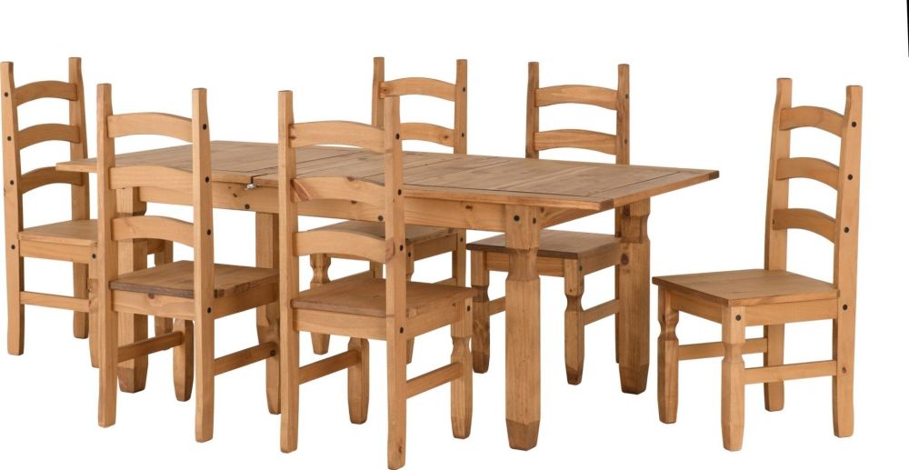 Seconique Corona Pine Extending Dining Set with 6 Chairs