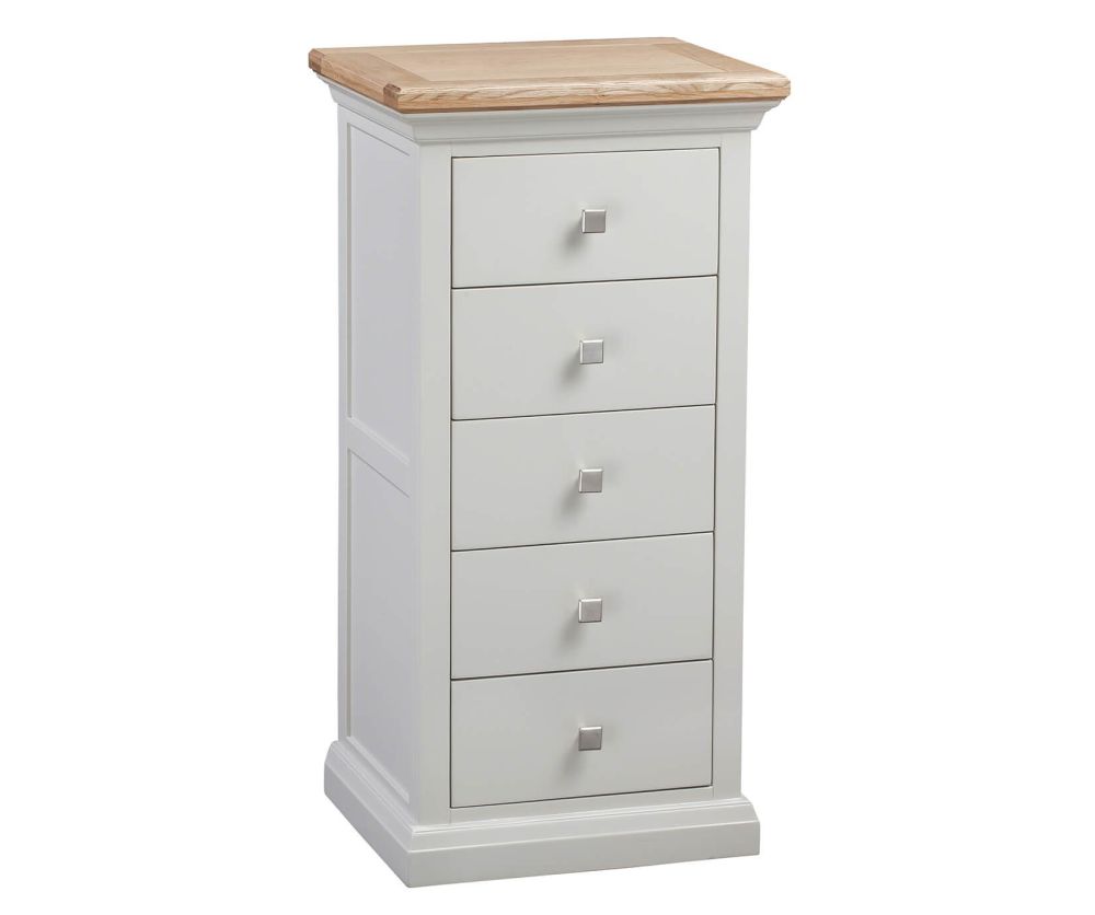 Homestyle GB Cotswold Painted Oak 5 Drawer Tallboy Chest