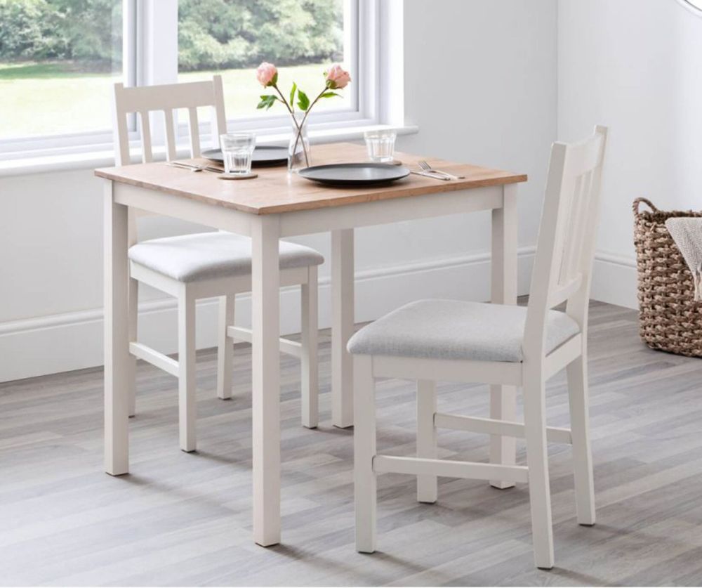 Julian Bowen Coxmoor White and Oak Square Dining Table with 2 Coxmoor Chair
