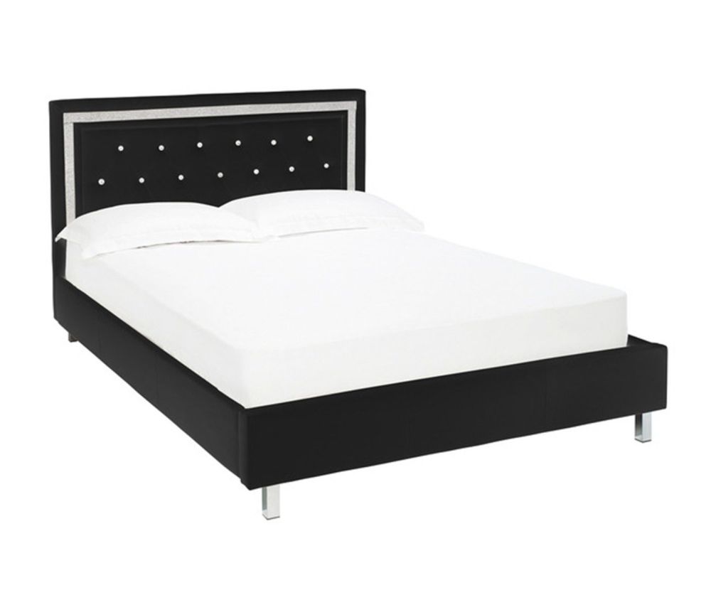 LPD Crystalle Black Faux Leather Bed Frame