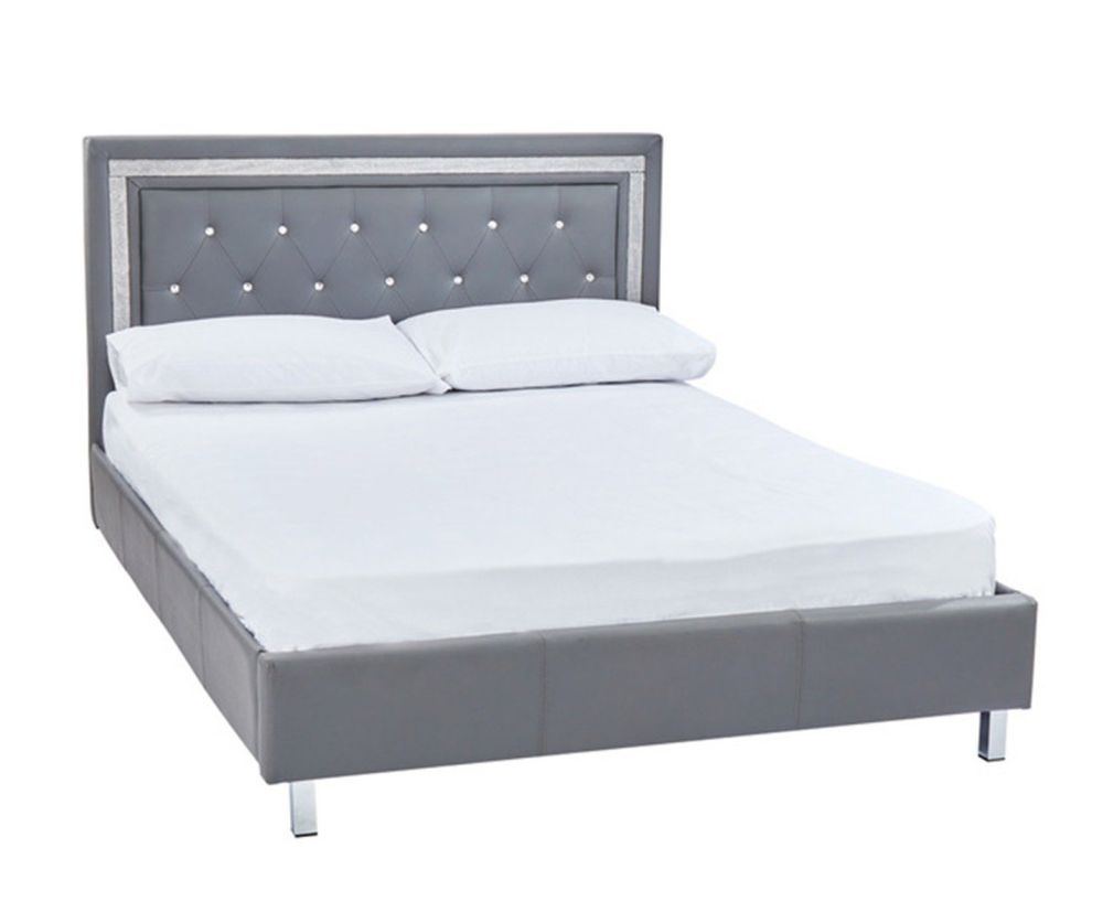 LPD Crystalle Grey Faux Leather Bed Frame
