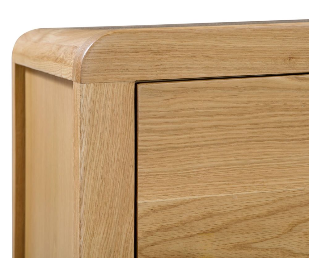 Julian Bowen Curve Solid Oak 3 Drawer Bedside Cabinet