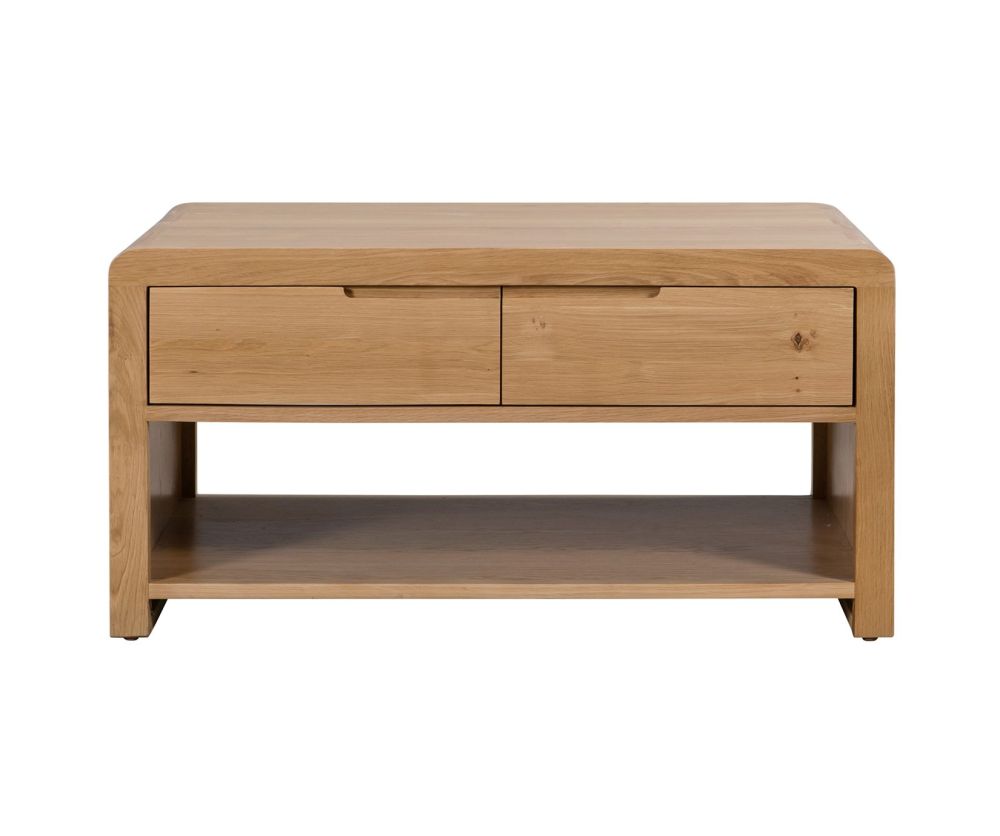 Julian Bowen Curve Solid Oak Coffee Table with Drawers