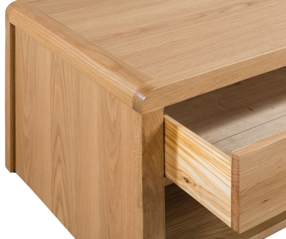 Julian Bowen Curve Solid Oak Coffee Table with Drawers