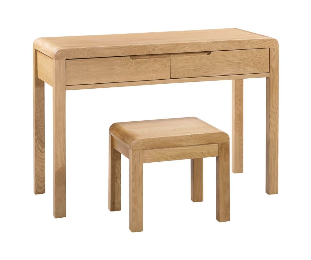 Julian Bowen Curve Solid Oak 2 Drawer Dressing Table and Stool