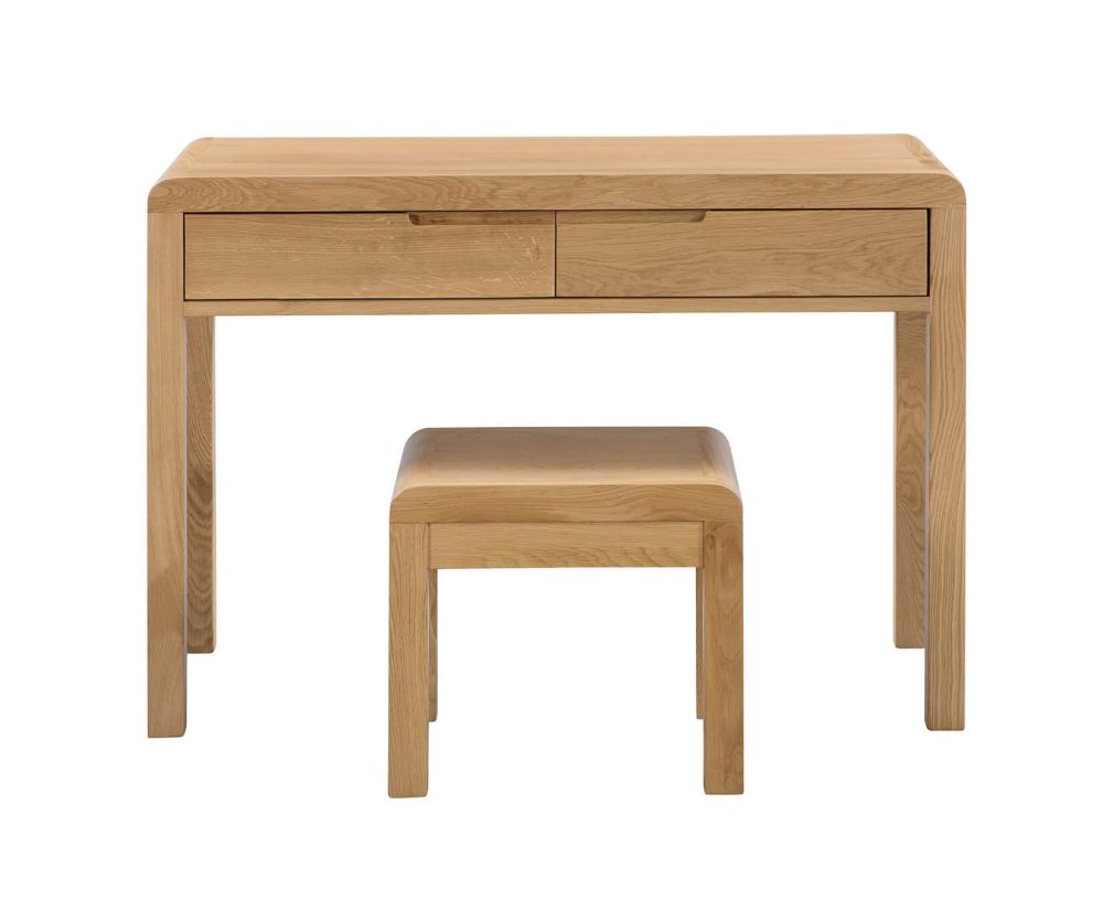 Julian Bowen Curve Solid Oak 2 Drawer Dressing Table and Stool