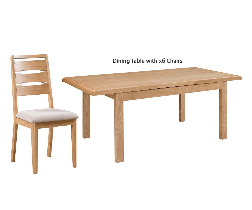 Julian Bowen Curve Solid Oak Extending Dining Table with 6 Chairs