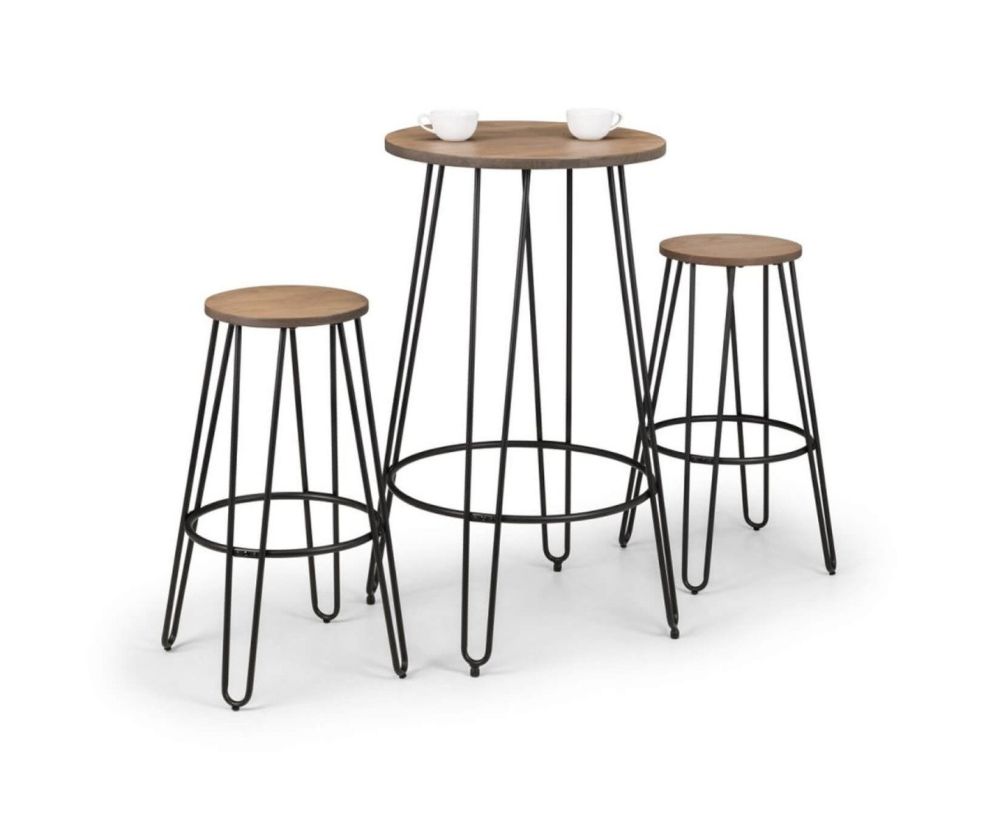 Julian Bowen Dalston Round Bar Table with 2 Stool