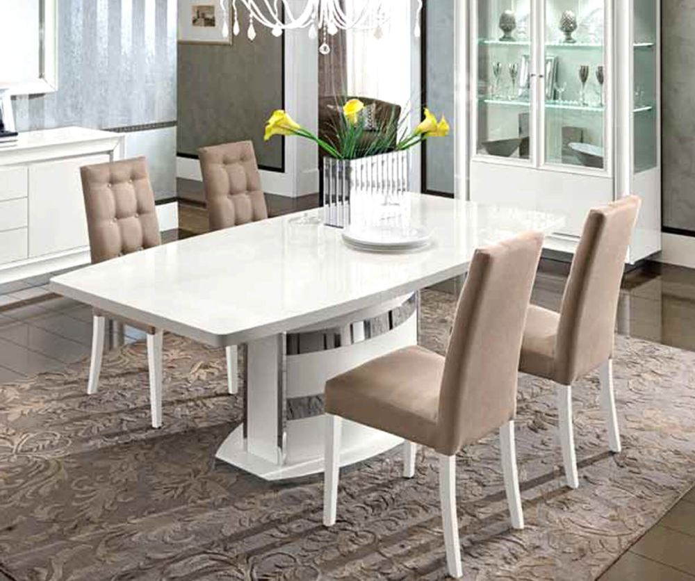 Camel Group Dama Bianca White High Gloss Extending Dining Table