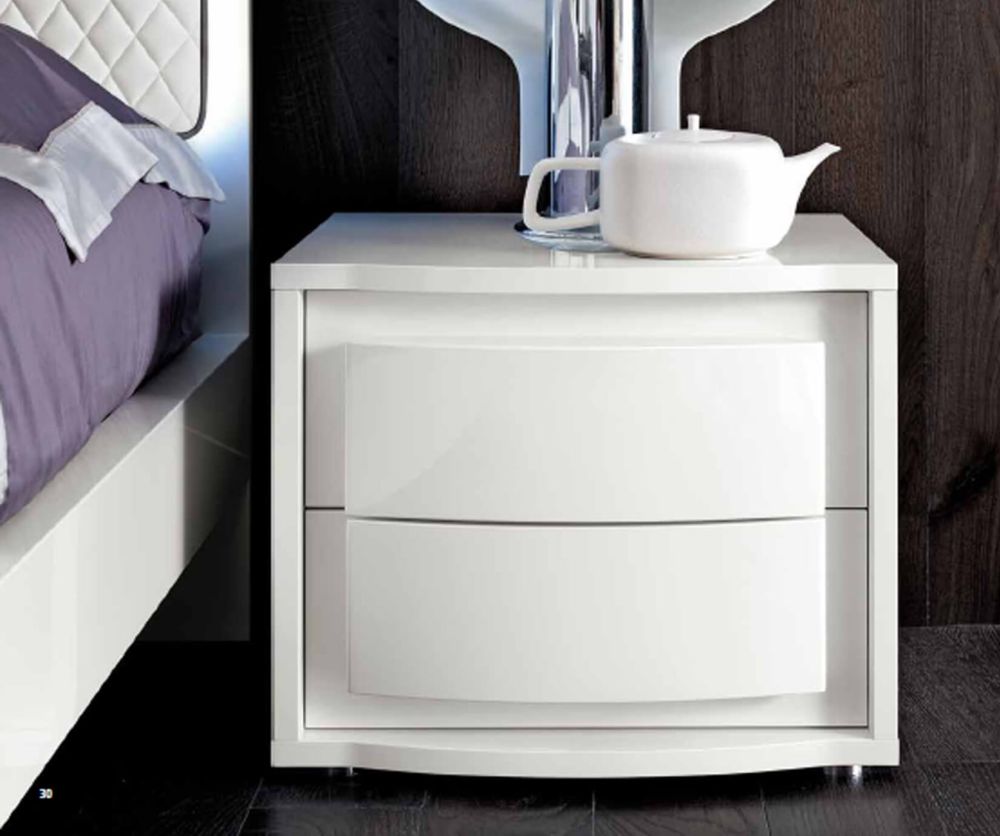 Camel Group Dama Bianca White High Gloss Bedside Table