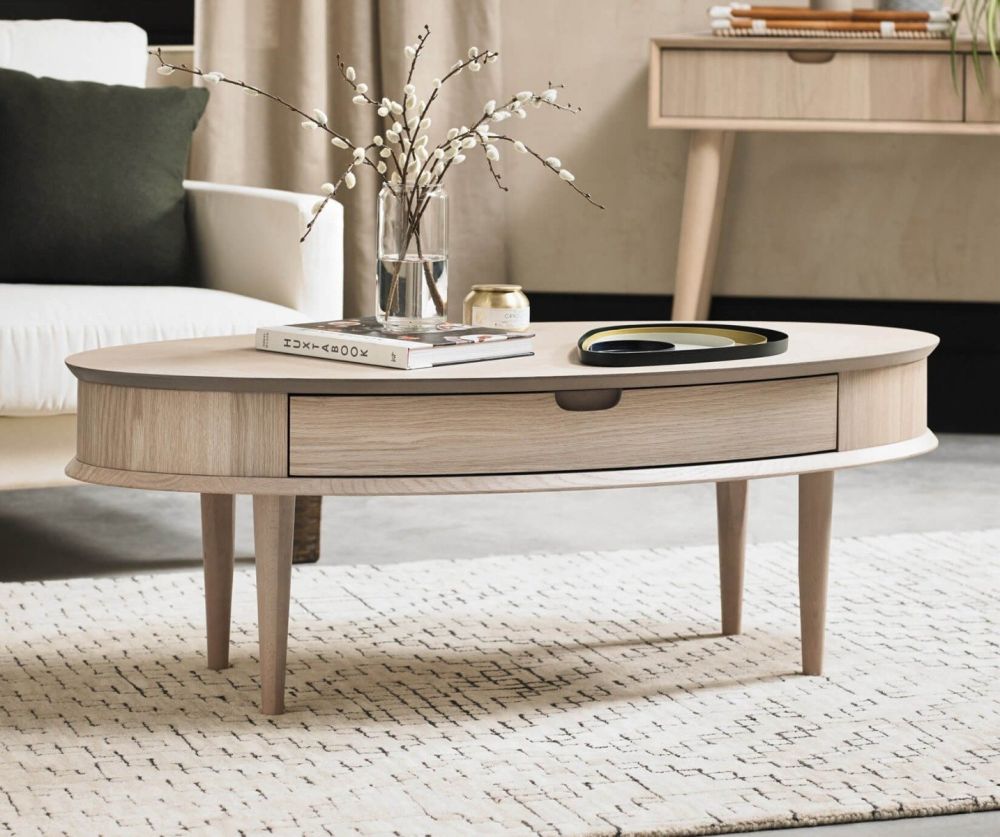 Bentley Designs Dansk Scandi Oak Coffee Table with Drawer