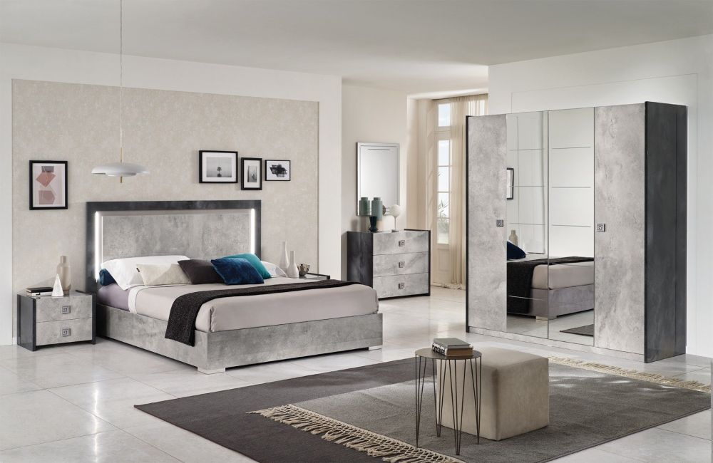 SM Italia Debora Grey Bed Frame with Storage