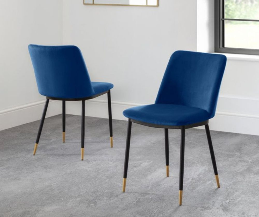 Julian Bowen Delaunay Blue Dining Chair in Pair