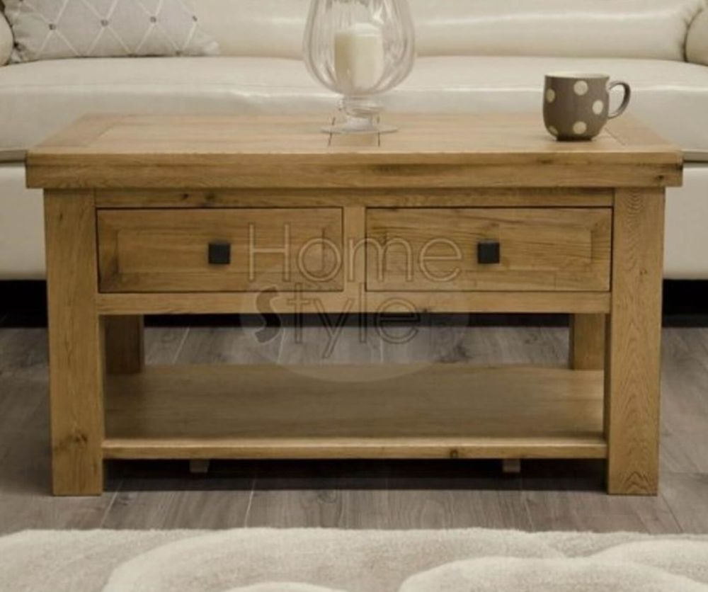 Homestyle GB Deluxe Oak 2 Drawer Coffee Table